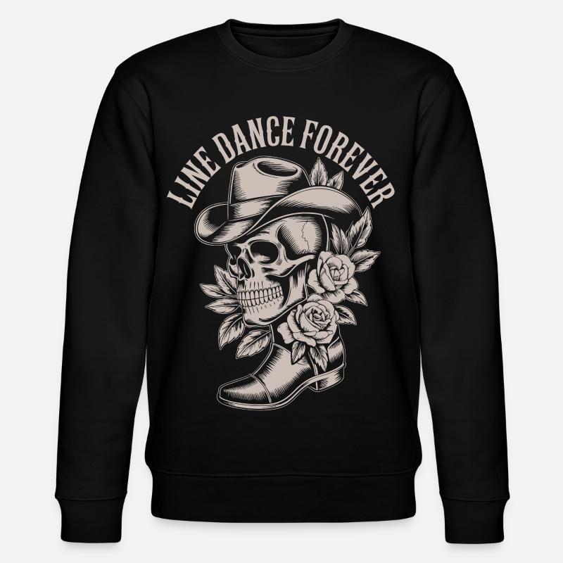 Line Dance Skull with Hat Roses - Stanley/Stella CHANGER Unisex Organic Sweatshirt - black