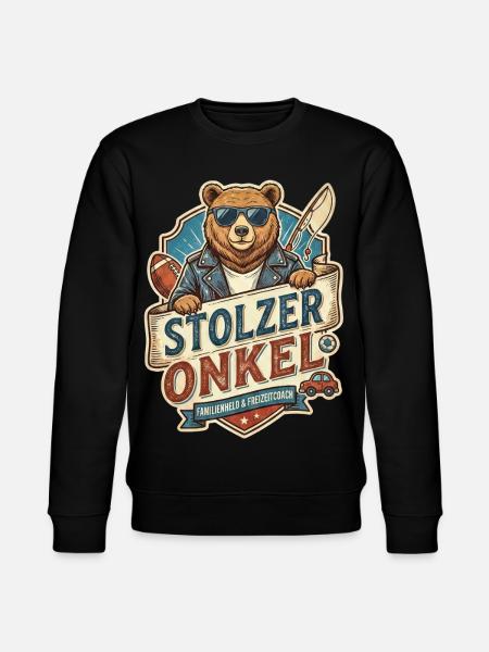 Proud Uncle Bear – Leisure Hero - Stanley/Stella CHANGER Unisex Organic Sweatshirt - black