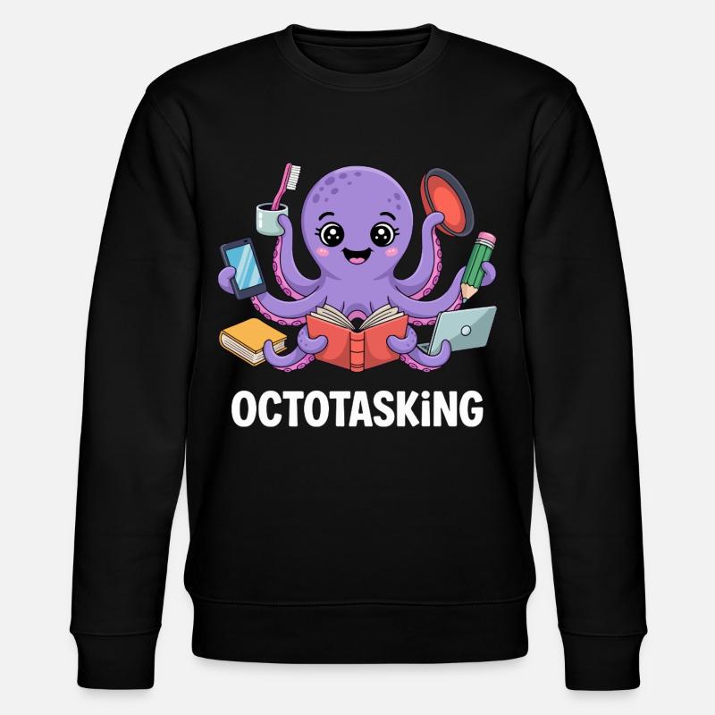Octotasking Krake im Multitasking Modus - Stanley/Stella Unisex Bio-Sweatshirt CHANGER - Schwarz