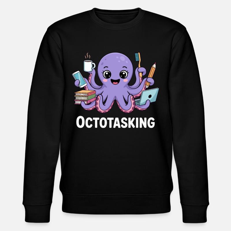 Octotasking Krake im Multitasking Modus - Stanley/Stella Unisex Bio-Sweatshirt CHANGER - Schwarz