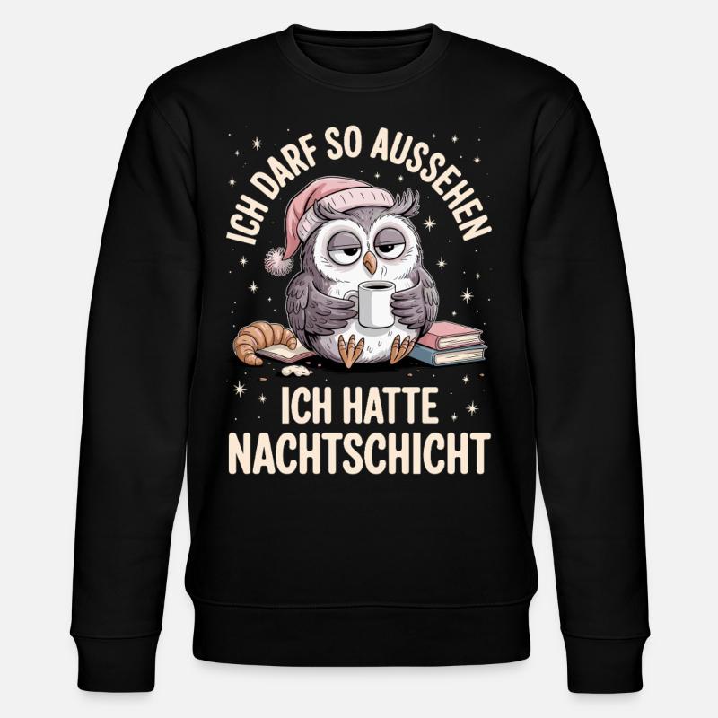 Nachtschicht Nachtdienst Krankenschwester Eule - Stanley/Stella Unisex Bio-Sweatshirt CHANGER  - Schwarz