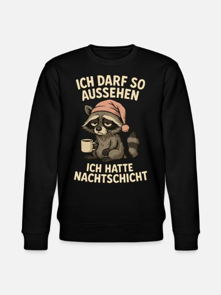 Nachtschicht Nachtdienst Krankenschwester Waschbär - Stanley/Stella Unisex Bio-Sweatshirt CHANGER - Schwarz