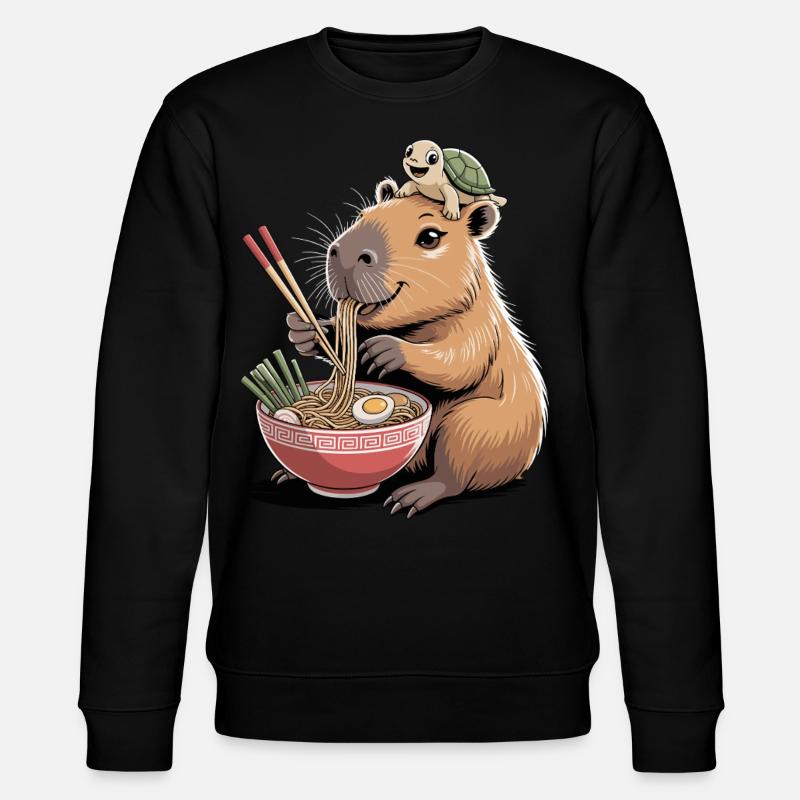 Cute capybara, ramen, turtle, capybara - Stanley/Stella CHANGER Unisex Organic Sweatshirt - black