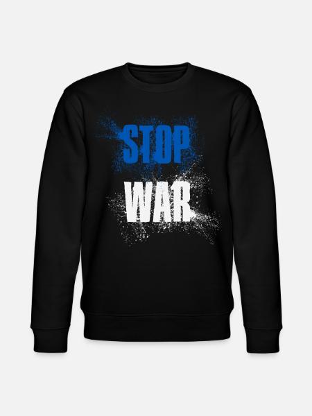 STOP OORLOG – GEEN OORLOG – VREDE – Nationale Kleuren Israël - Stanley/Stella Uniseks bio-sweatshirt CHANGER  - zwart