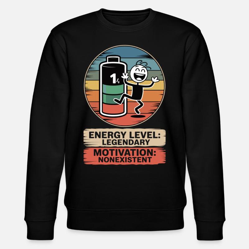 1% battery, 100% sarcasm - Stanley/Stella CHANGER Unisex Organic Sweatshirt - black