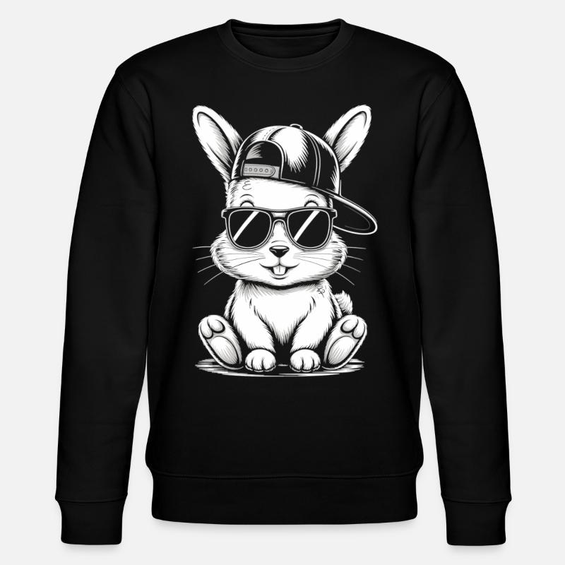 Bunny with sunglasses - Stanley/Stella CHANGER Unisex Organic Sweatshirt - black