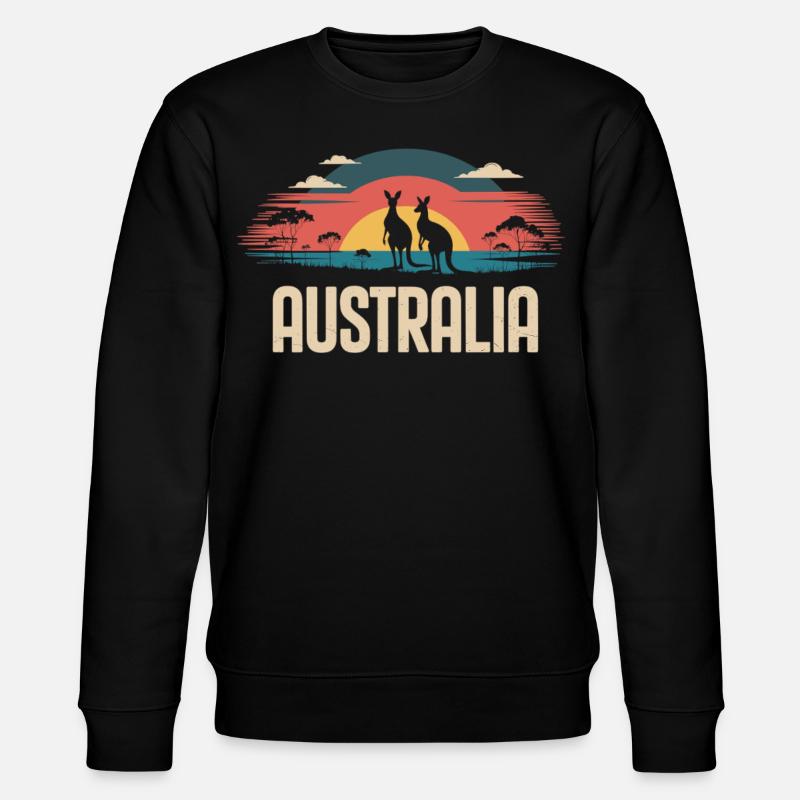 Australien mit Kängurus im Outback - Stanley/Stella Unisex Bio-Sweatshirt CHANGER - Schwarz