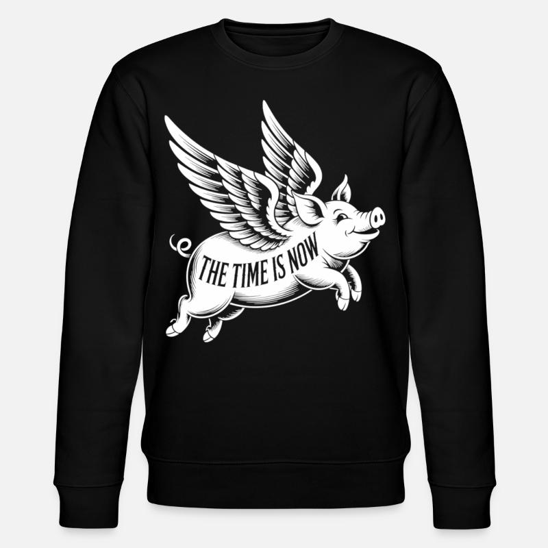 Flying pig, clear message - Stanley/Stella CHANGER Unisex Organic Sweatshirt - black