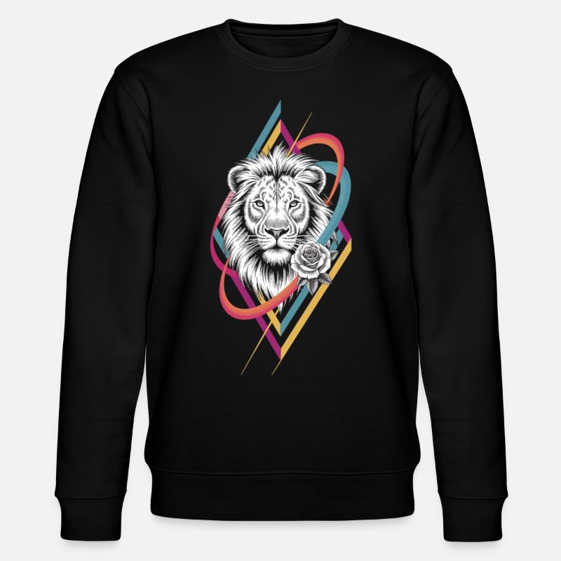 Geometric lion with rose - Stanley/Stella CHANGER Unisex Organic Sweatshirt - black