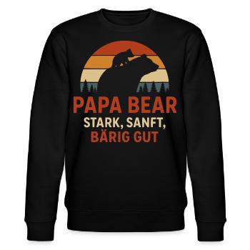 Vatertag T-Shirt Papa Bear Stark Sanft Bärig Gut - Stanley/Stella Unisex Bio-Sweatshirt CHANGER  - Schwarz - Vorne - Nik (191cm) & Marisol (170cm)