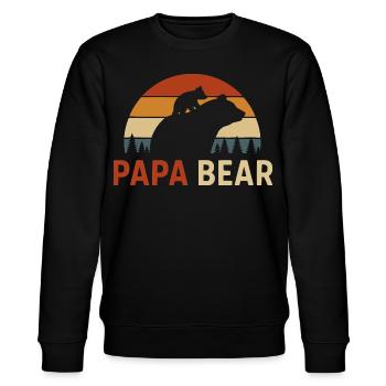 Fête des Pères PapaBear Retro Bear Père Enfant - Sweat bio CHANGER Stanley/Stella Unisexe - noir - Devant - Nik (191cm) & Marisol (170cm)