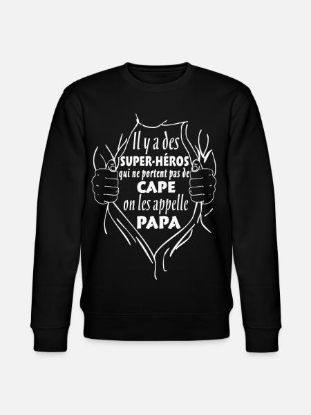 Super-Héros Cape Papa - Sweat bio CHANGER Stanley/Stella Unisexe - noir