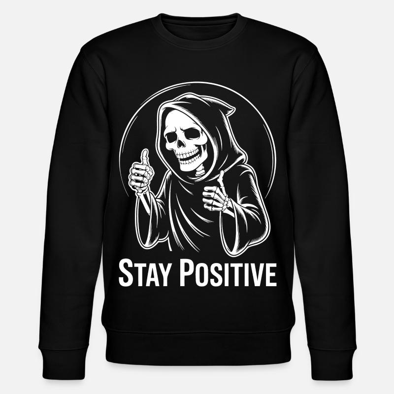 Skelett Daumen hoch Stay Positiv - Stanley/Stella Unisex Bio-Sweatshirt CHANGER  - Schwarz