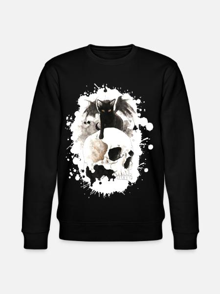 Witch cat on skull - Stanley/Stella CHANGER Unisex Organic Sweatshirt - black