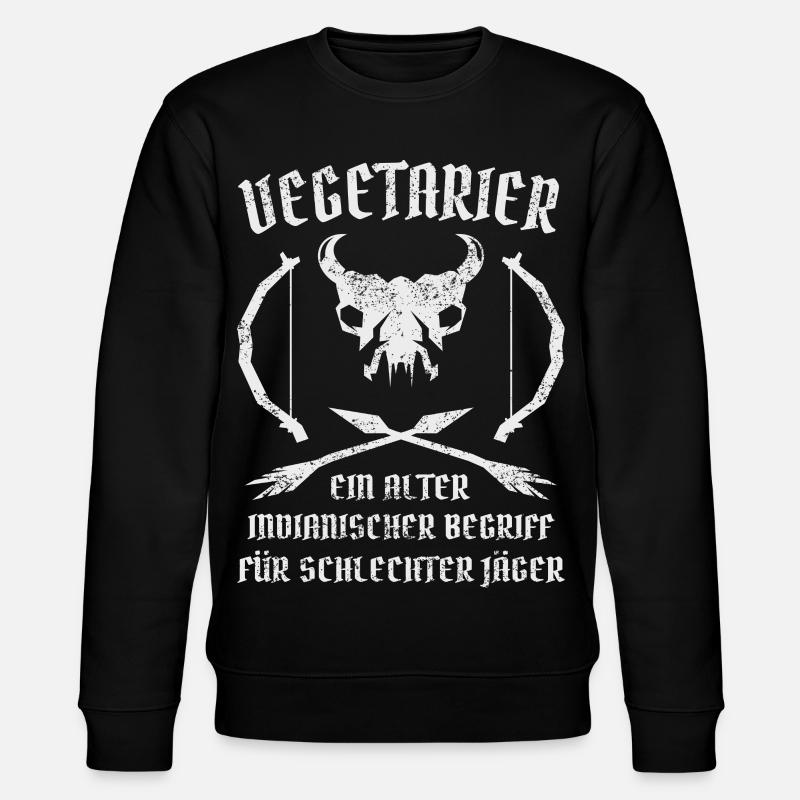 Vegetarian = bad hunter - Stanley/Stella CHANGER Unisex Organic Sweatshirt - black