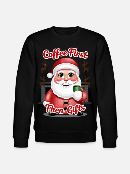 Santa Claus with coffee - Stanley/Stella CHANGER Unisex Organic Sweatshirt - black
