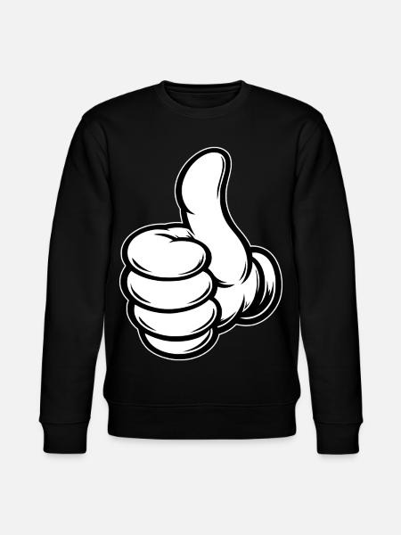 OK Comic Thumbs Up Hand Icon - Stanley/Stella CHANGER Unisex Organic Sweatshirt - black