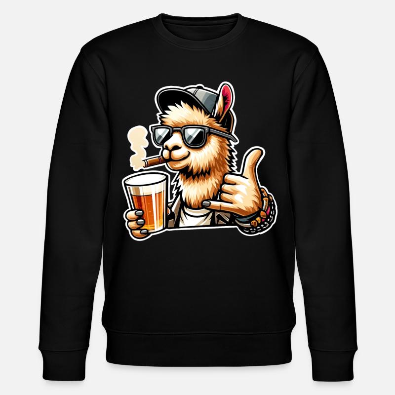 Alpaka Bier Surfergruß - Stanley/Stella Unisex Bio-Sweatshirt CHANGER  - Schwarz