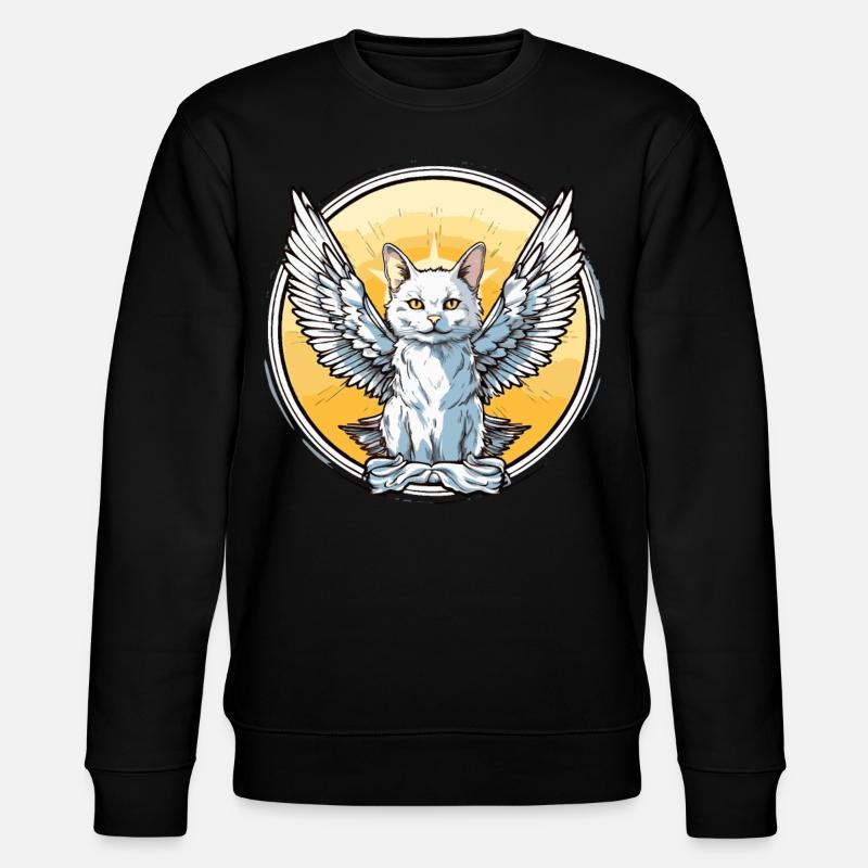 Katze mit Flügeln - Stanley/Stella Unisex Bio-Sweatshirt CHANGER  - Schwarz