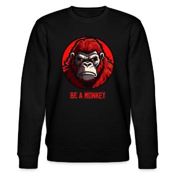Sei ein Affe - Stanley/Stella Unisex Bio-Sweatshirt CHANGER  - Schwarz - Vorne - Nik (191cm) & Marisol (170cm)