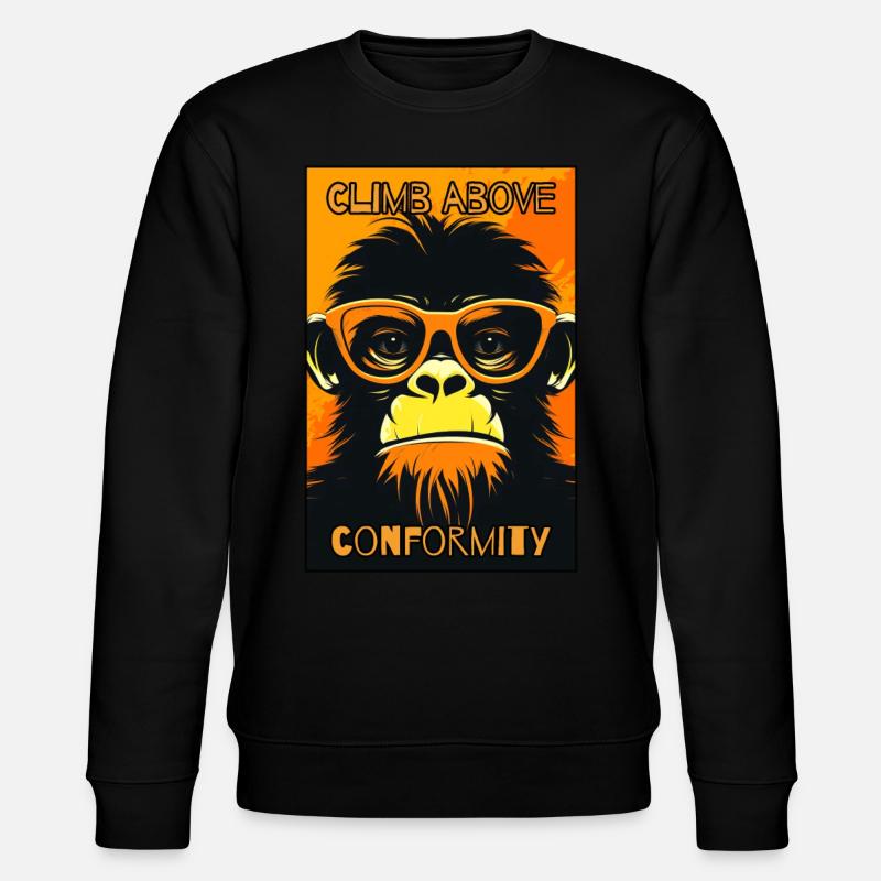 Overcome conformity: shivering monkey - Stanley/Stella CHANGER Unisex Organic Sweatshirt - black