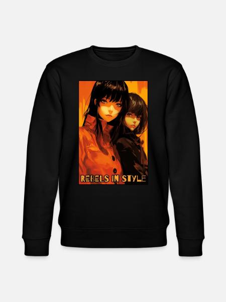 Rebellen mit Stil: Anime-Mädchen - Stanley/Stella Unisex Bio-Sweatshirt CHANGER  - Schwarz