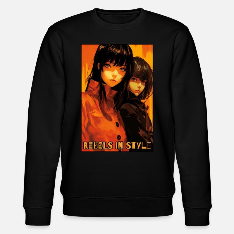 Rebellen mit Stil: Anime-Mädchen - Stanley/Stella Unisex Bio-Sweatshirt CHANGER - Schwarz