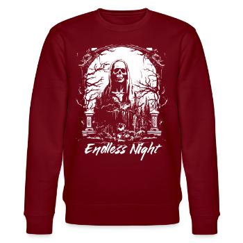 Endlose Nacht Sensenmann - Stanley/Stella Unisex Bio-Sweatshirt CHANGER  - Burgunderrot - Vorne - Nik (191cm) & Marisol (170cm)