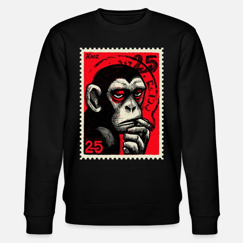 Singe cool sur timbre-poste - Sweat bio CHANGER Stanley/Stella Unisexe - noir