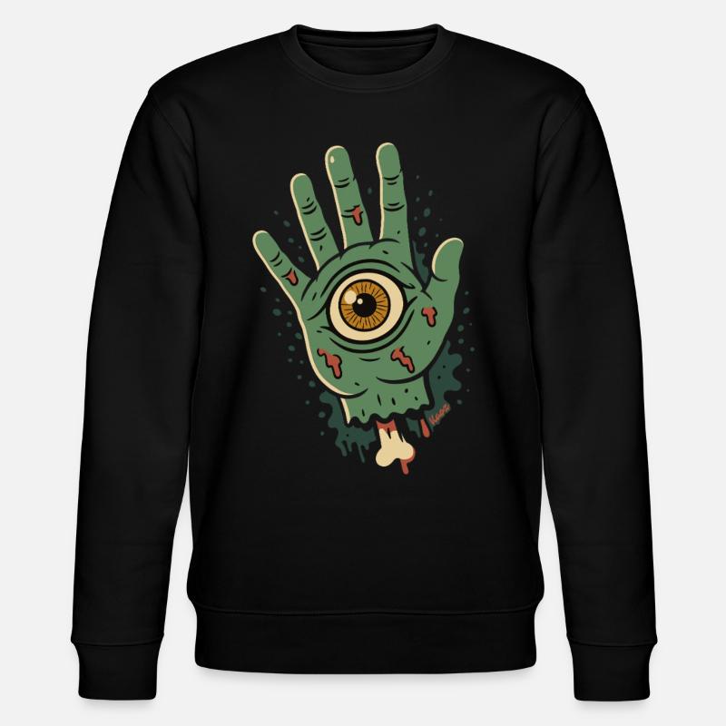 Zombiehand mit Auge - Stanley/Stella Unisex Bio-Sweatshirt CHANGER  - Schwarz