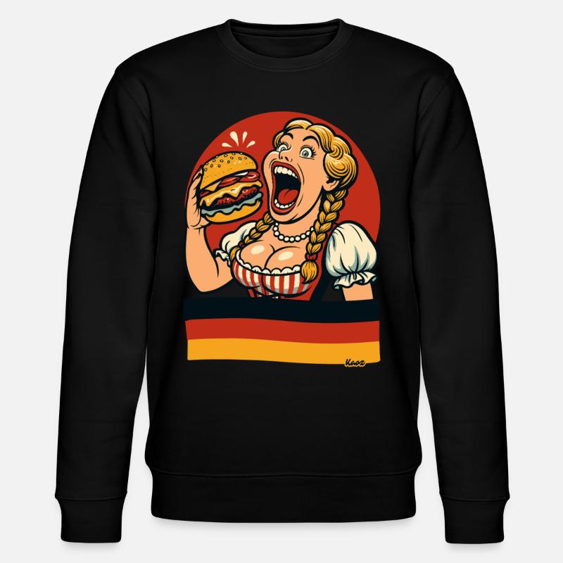 Dirndl woman eats giant burger - Stanley/Stella CHANGER Unisex Organic Sweatshirt - black