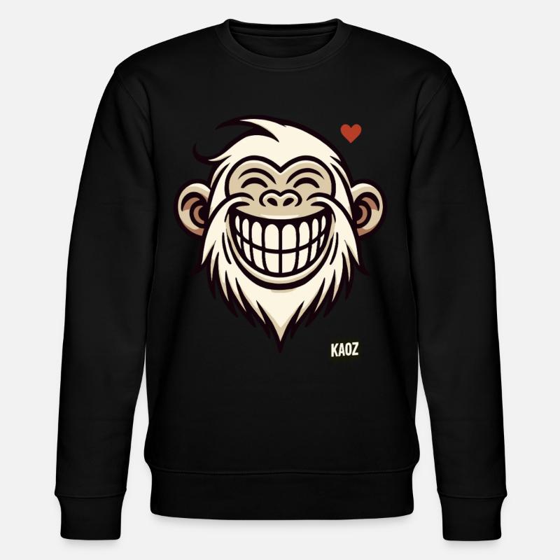 Singe souriant avec cœur - Sweat bio CHANGER Stanley/Stella Unisexe - noir