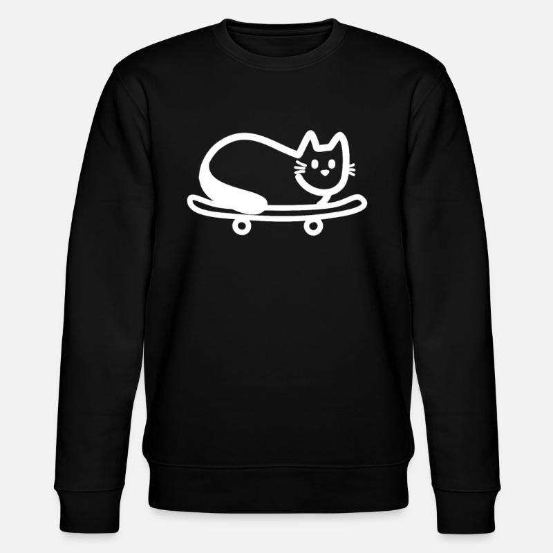 Katze auf Skateboard - Stanley/Stella Unisex Bio-Sweatshirt CHANGER  - Schwarz