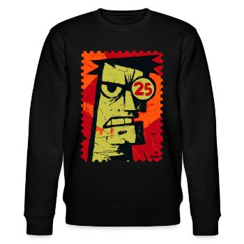 Wütender Kerl mit Monokel als Briefmarke - Stanley/Stella Unisex Bio-Sweatshirt CHANGER  - Schwarz - Vorne - Nik (191cm) & Marisol (170cm)