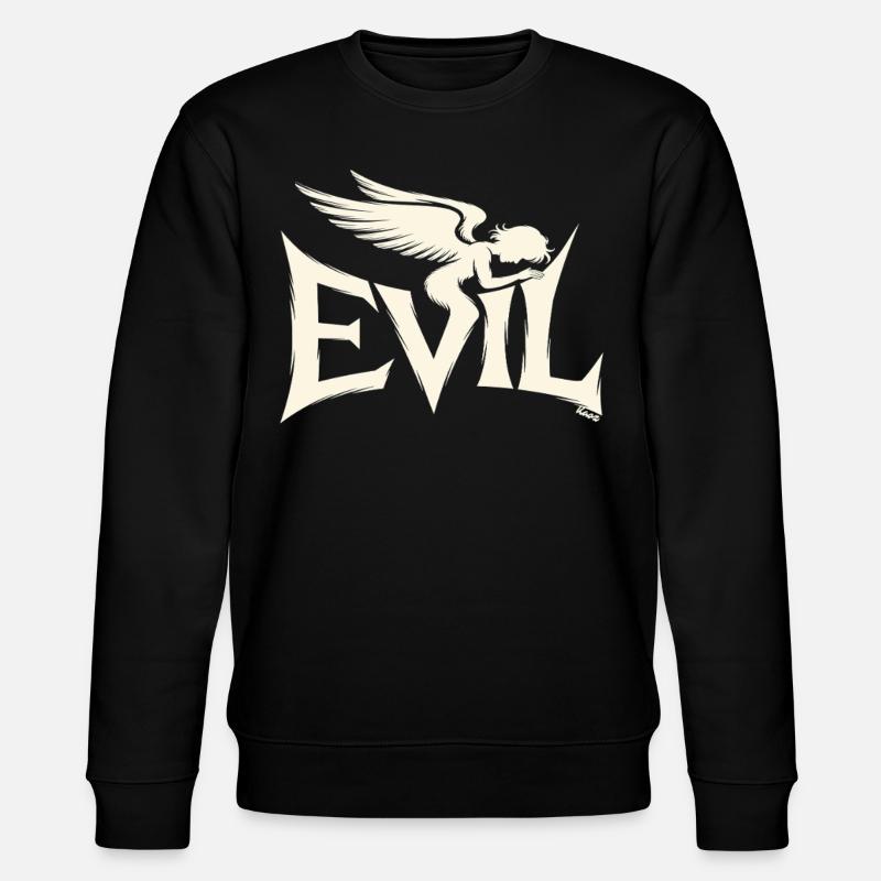 Evil Schriftzug mit dunklem Engel - Stanley/Stella Unisex Bio-Sweatshirt CHANGER  - Schwarz