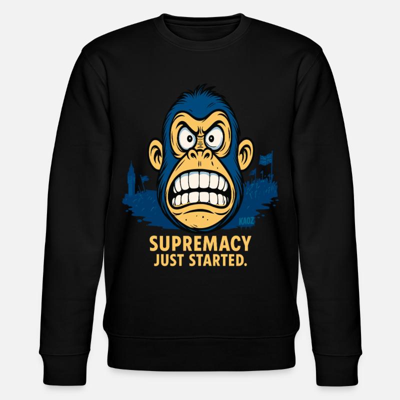 Angry monkey with crowd - Stanley/Stella CHANGER Unisex Organic Sweatshirt - black