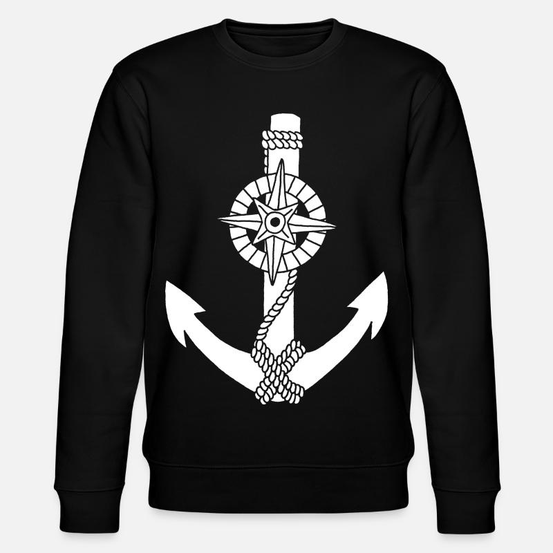 White anchor compass - Stanley/Stella CHANGER Unisex Organic Sweatshirt - black