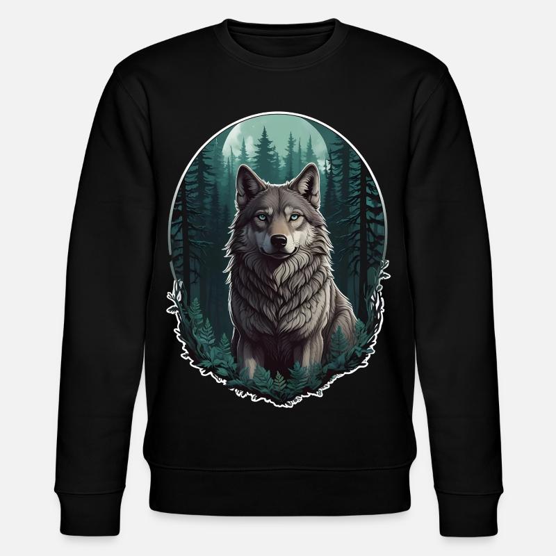 Wolf in the moonlight - Stanley/Stella CHANGER Unisex Organic Sweatshirt - black