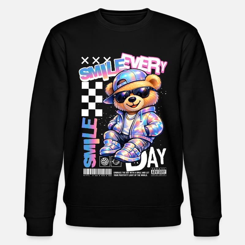Bunter Bär Style Smile Every Day - Stanley/Stella Unisex Bio-Sweatshirt CHANGER  - Schwarz