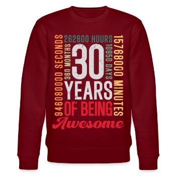 30 Jahre Geburtstag - Stanley/Stella Unisex Bio-Sweatshirt CHANGER  - Burgunderrot - Vorne - Nik (191cm) & Marisol (170cm)