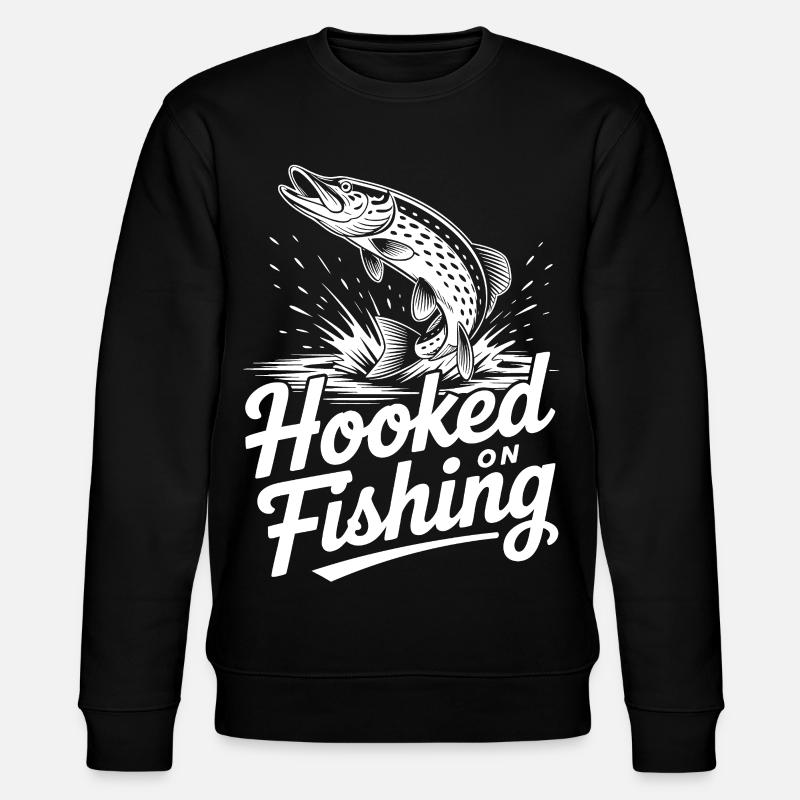 Hooked on Fishing - Stanley/Stella Unisex Bio-Sweatshirt CHANGER  - Schwarz