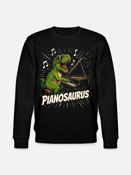 Fun Pianist Dinosaur - Stanley/Stella CHANGER Unisex Organic Sweatshirt - black