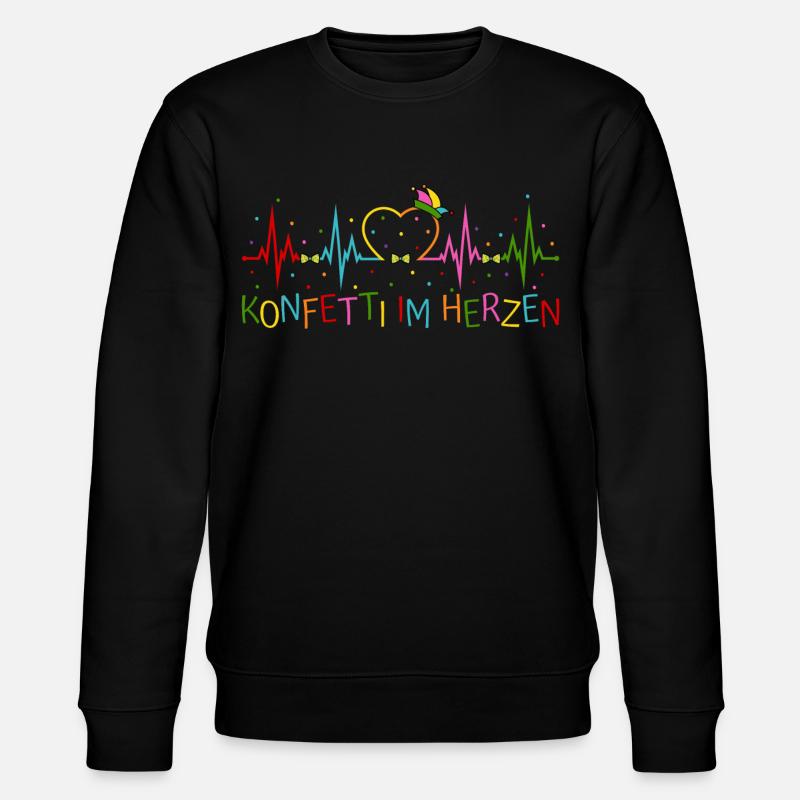 Fasching Herzschlag EKG Konfetti im Herzen Party - Stanley/Stella Unisex Bio-Sweatshirt CHANGER  - Schwarz
