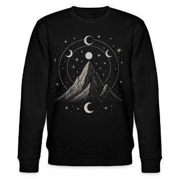 Mystical Alps Moons Cosmic Mountains - Stanley/Stella CHANGER Unisex Organic Sweatshirt - black - Front - Nik (191cm) & Marisol (170cm)