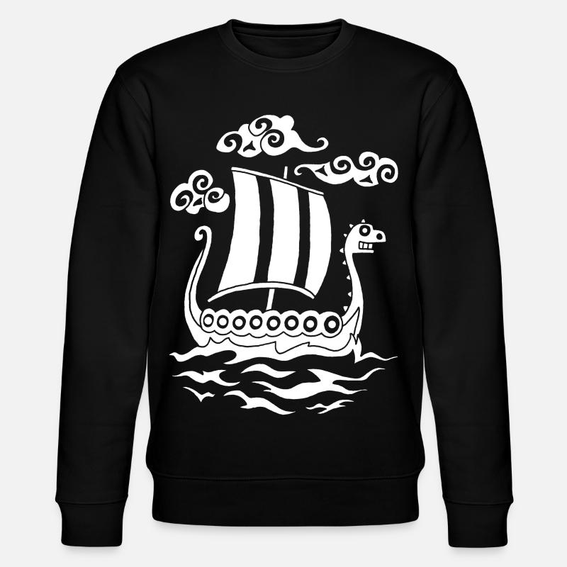 Lustiger weißer Drakkar - Stanley/Stella Unisex Bio-Sweatshirt CHANGER  - Schwarz