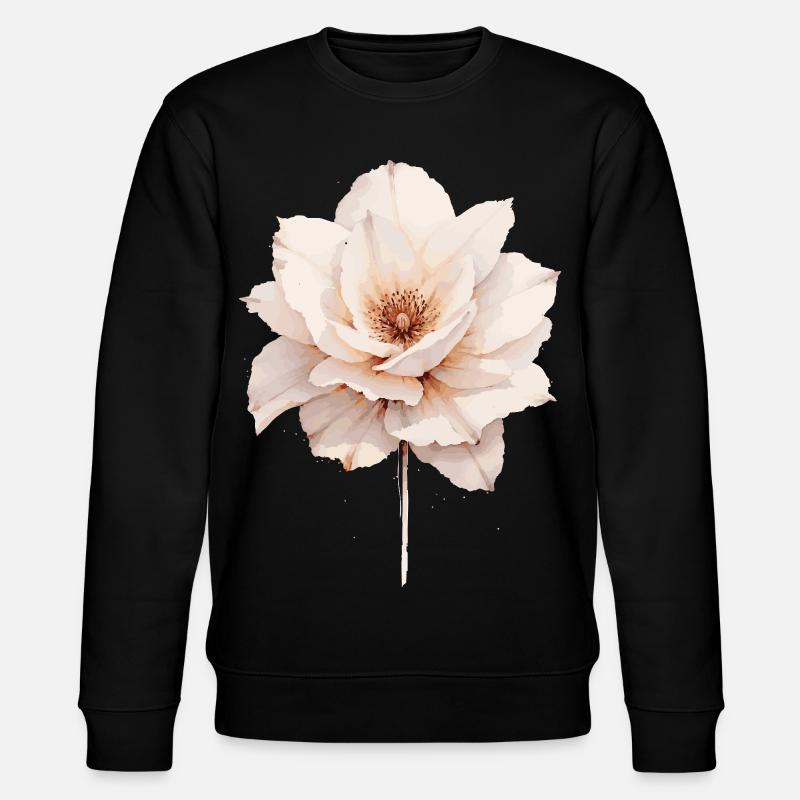 Élégante Fleur Aquarelle - Rose - Sweat bio CHANGER Stanley/Stella Unisexe - noir