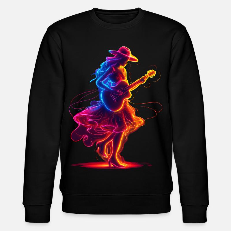 Gitarrist Mädchen Synthwave - Stanley/Stella Unisex Bio-Sweatshirt CHANGER  - Schwarz