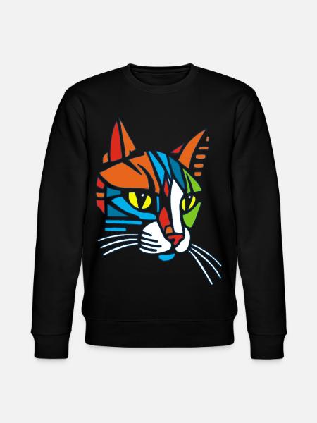 Stammes-Mosaik-Katze - Stanley/Stella Unisex Bio-Sweatshirt CHANGER  - Schwarz