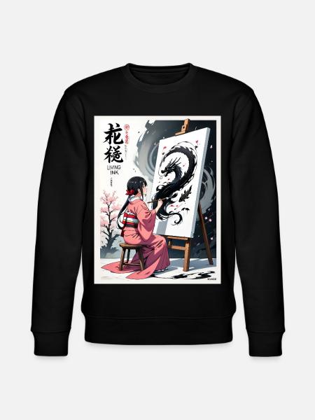 Sakura Dragon Ink Painting - Stanley/Stella CHANGER Unisex Organic Sweatshirt - black