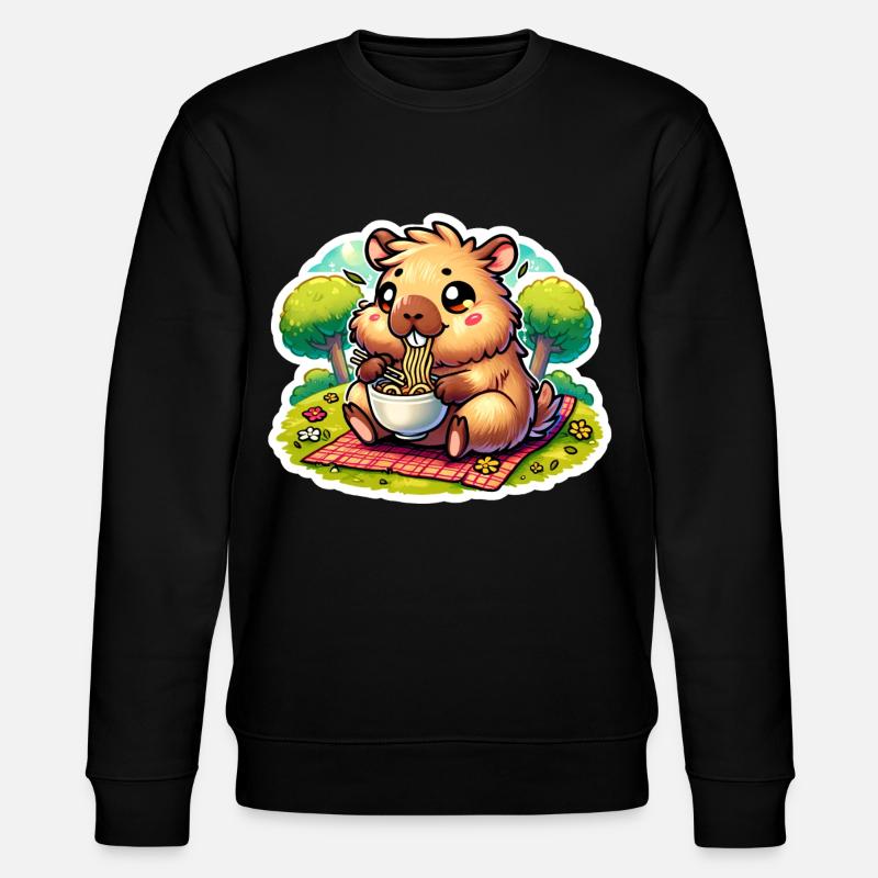 Capybara Ramen Kawaii Anime - Stanley/Stella CHANGER Unisex Organic Sweatshirt - black